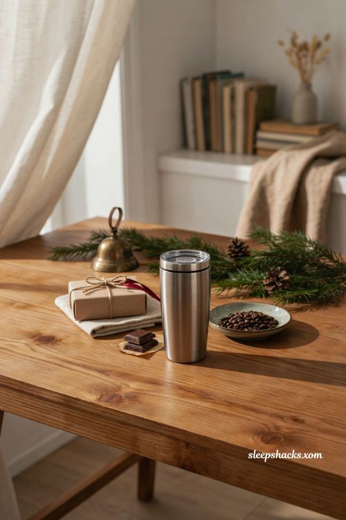 Coworker Christmas gift insulated travel mug practical gift under 10 dollars