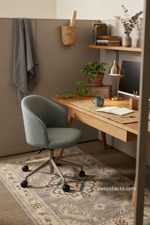 Cozy desk rug for warm cubicle decor and comfortable office workspace 