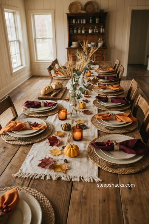 Creative napkin rings with fall colors for Thanksgiving table 