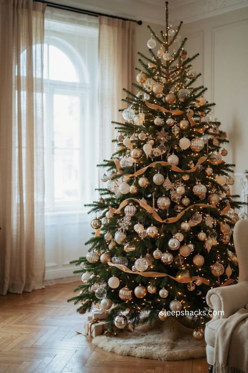 Crystal and glass ornament glam Christmas tree decor ideas