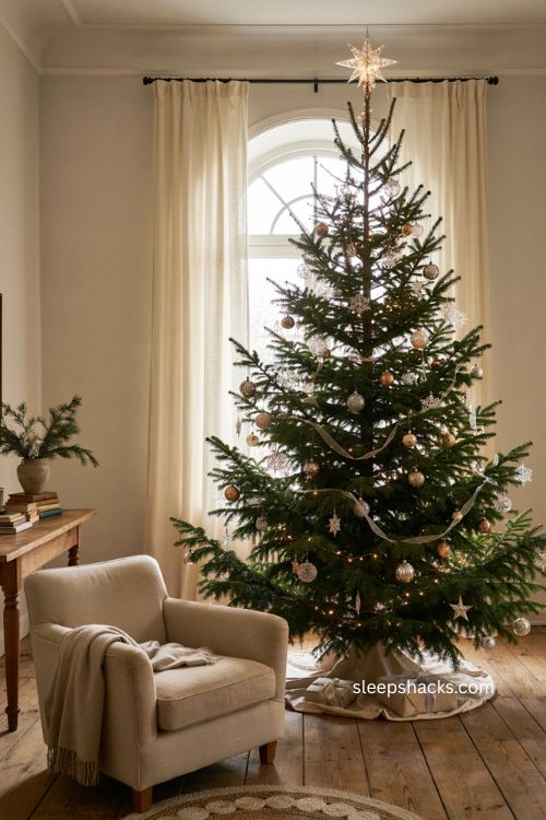 Crystal star christmas tree topper with sparkling faceted crystal ornaments warm white lights and elegant winter decor 