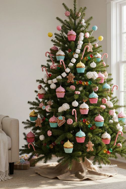 Cupcake ornaments candyland Christmas tree ideas