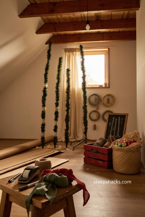DIY Christmas tree storage hacks with labeled tree sections and organized Christmas lights 
