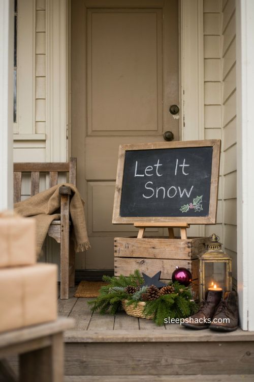 DIY chalkboard easel sign for cozy Christmas porch decor 