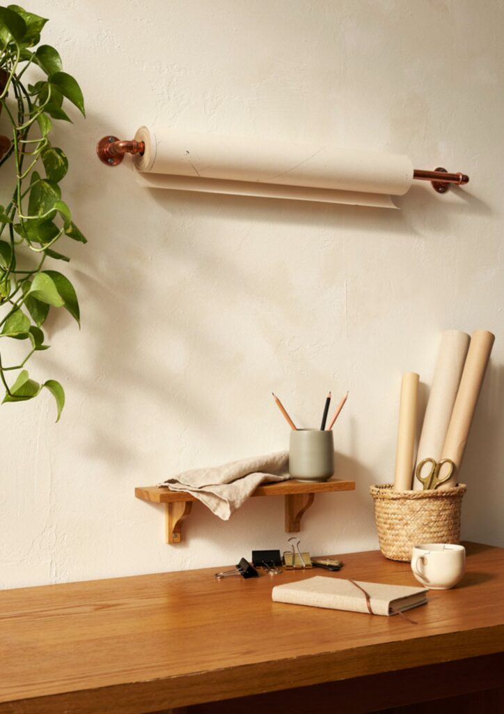 DIY copper pipe paper to do list holder for stylish home office decor 