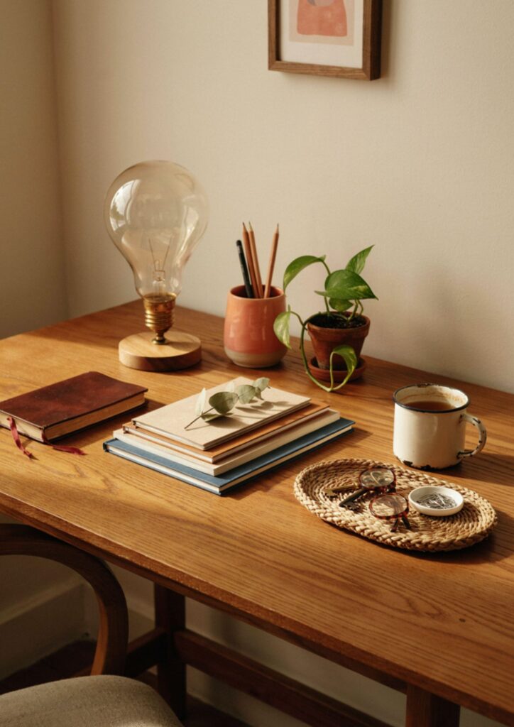 DIY sculptural lightbulb lamp for playful creative office decor 