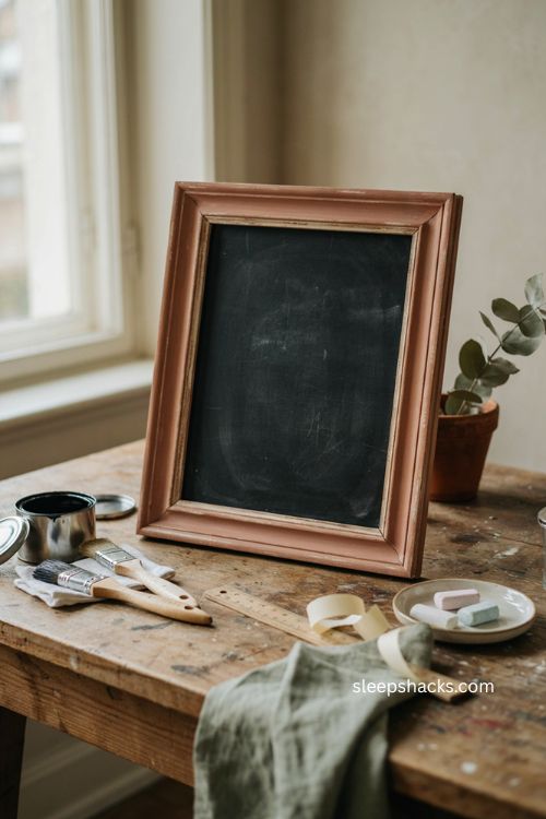 Diy painted chalkboard frame from an old picture frame for fall decor 
