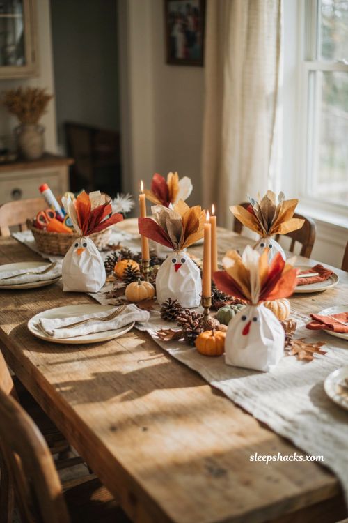 Diy thanksgiving confetti stuffed paper turkey centerpiece for kids

