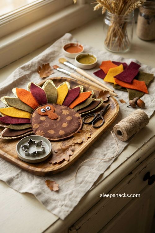 Dollar Tree potholder turkey keepsake craft for Thanksgiving 