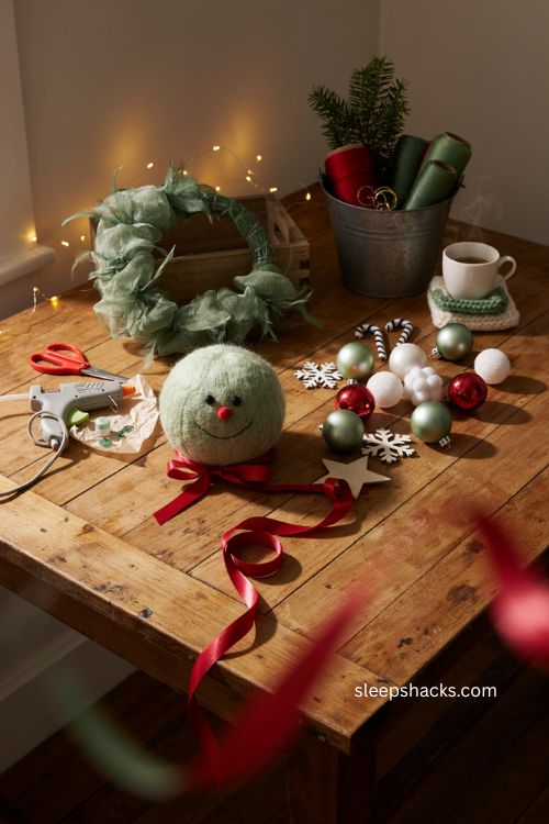 Dollar tree grinch ideas with green wreath red ribbon and budget christmas crafts