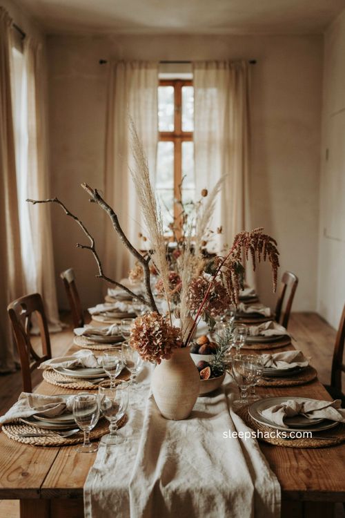 Dried flower centerpiece ideas for elegant Thanksgiving table settings