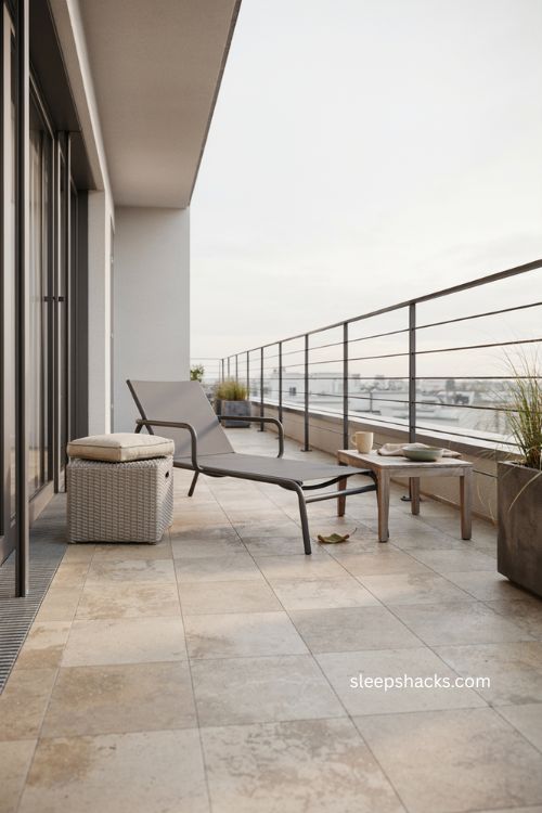 Durable weatherproof materials modern balcony ideas with teak and aluminum furniture