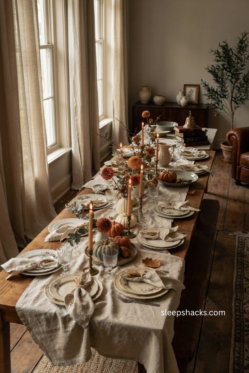  Elegant Thanksgiving table settings with warm vintage autumn decor