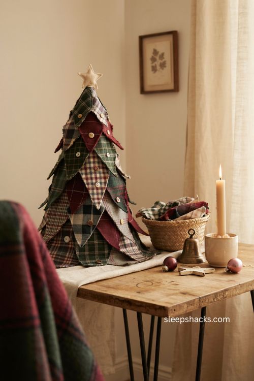 Fabric christmas trees diy handmade patchwork holiday decor