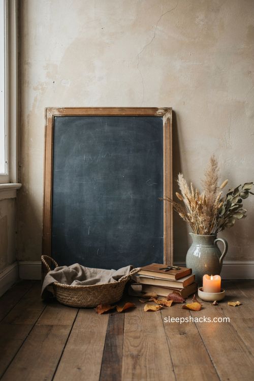 Fall chalkboard ideas for a cozy vintage farmhouse entryway 