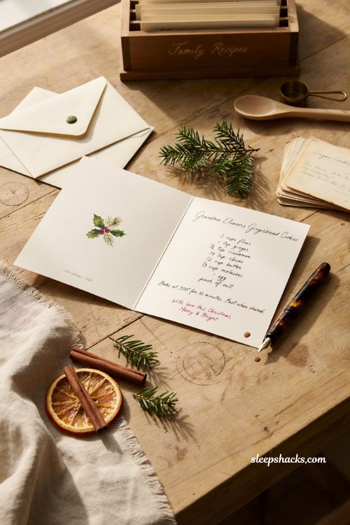 Family recipe Christmas card ideas with handwritten holiday traditions
