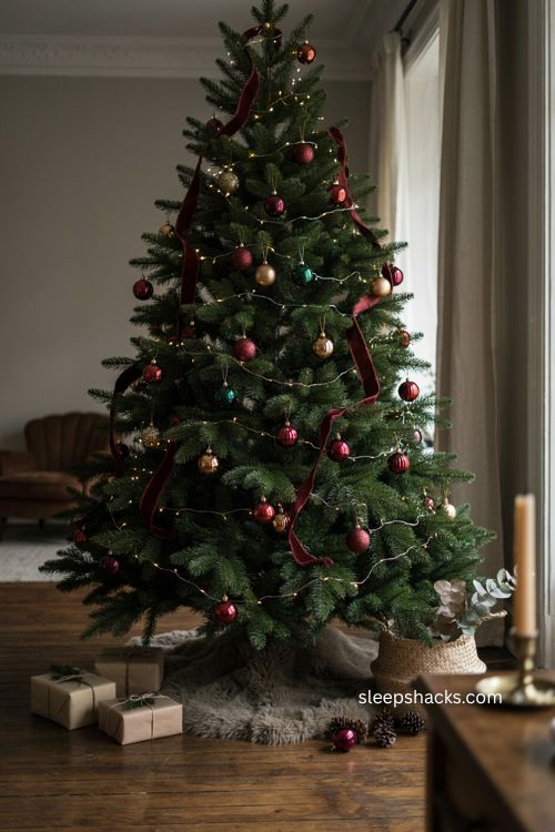 Faux fur tree skirt ideas for a moody Christmas tree