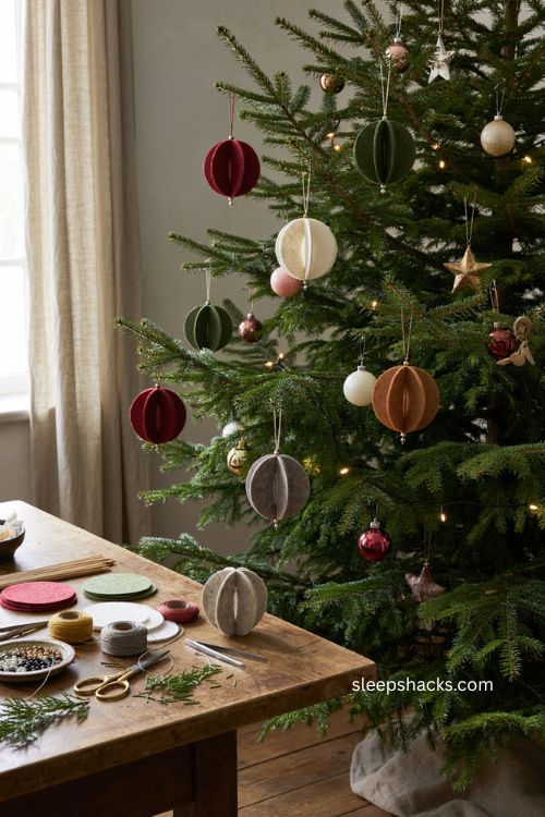 Felt lantern ornaments diy handmade Christmas tree decor 