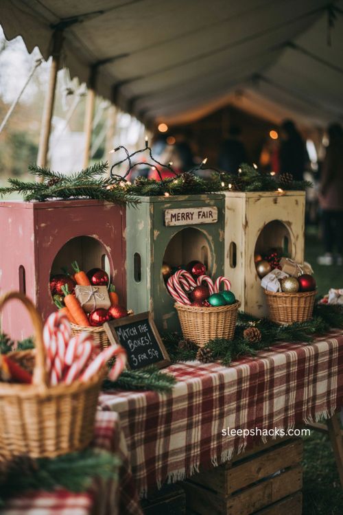 Festive human fruit machine Christmas stall game with matching prizes 