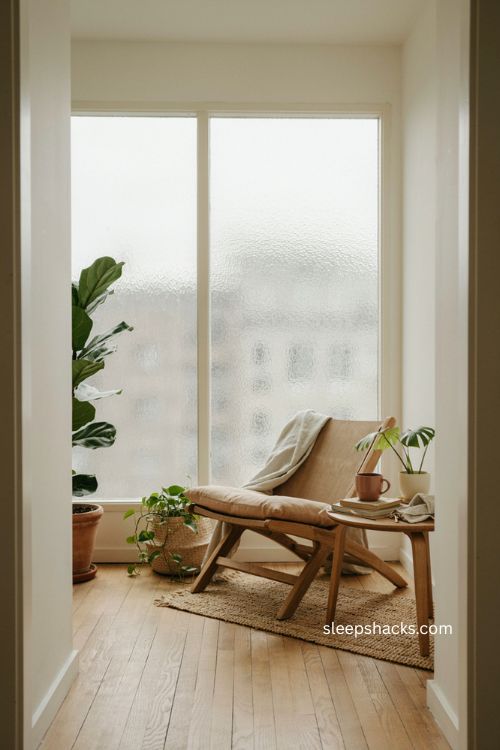 Frosted glass balcony ideas with indoor plants for bright private spaces