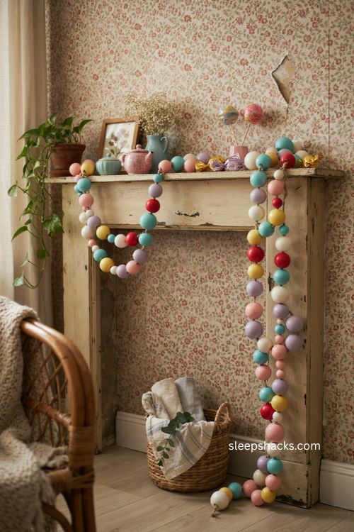 Giant candy necklace garland for a diy mantel display 