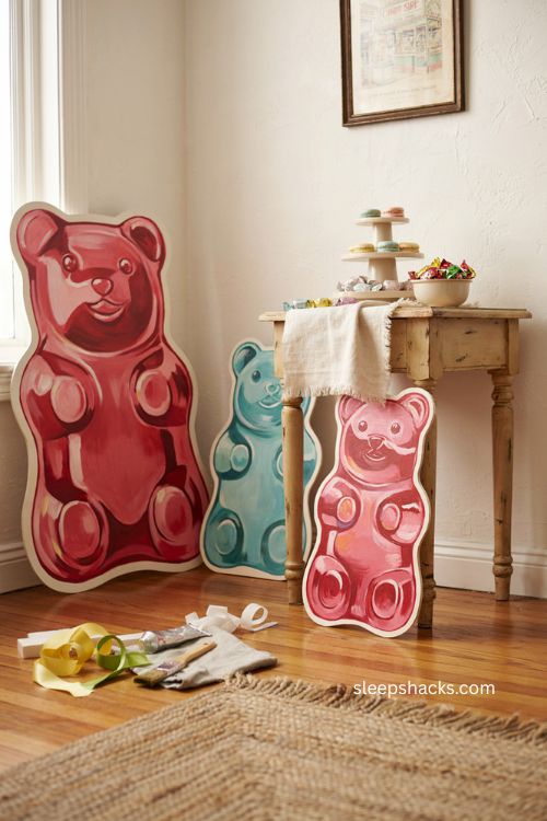 Giant gummy bear cutouts for a diy candy party 