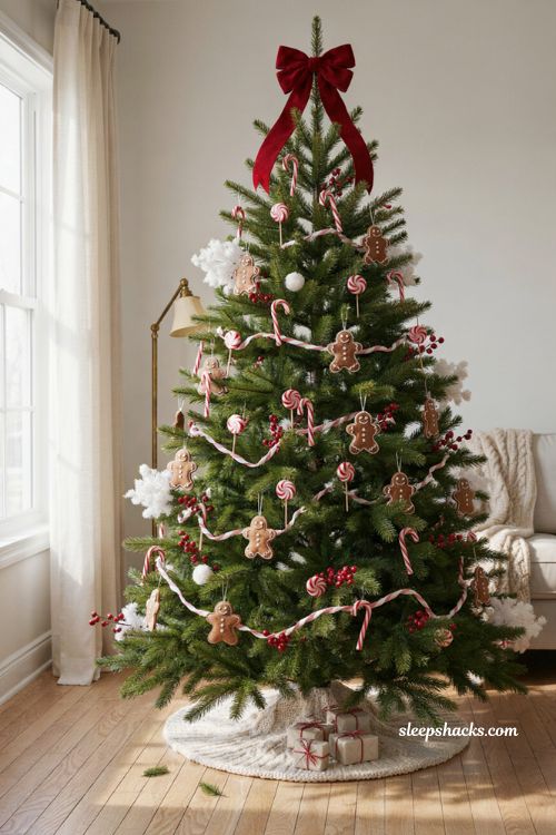 Gingerbread accents for candy cane Christmas tree decorations