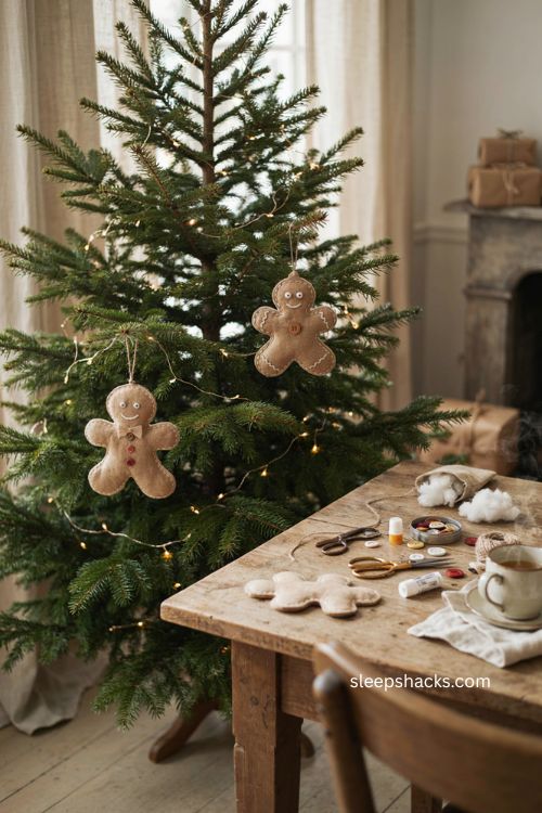 Gingerbread paper ornaments handmade christmas tree decorations kraft paper 
