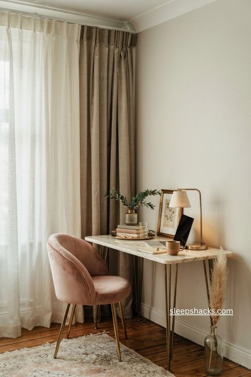 Glam office ideas with velvet marble gold and glass decor 