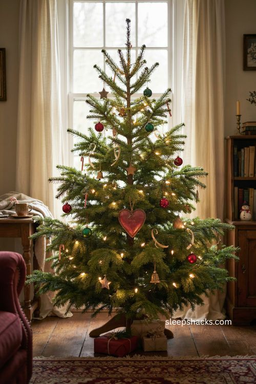 Growing heart ornament on a Grinch Christmas tree 