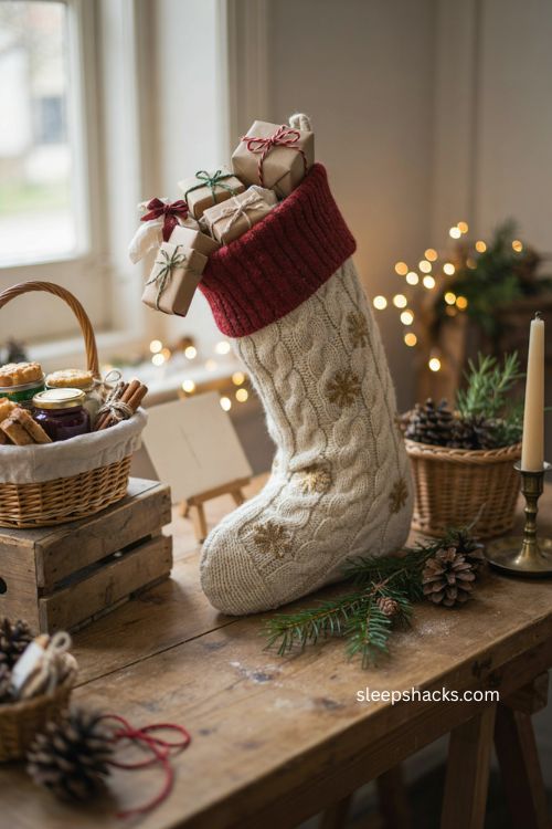 Guess how many presents Christmas stocking game stall idea 