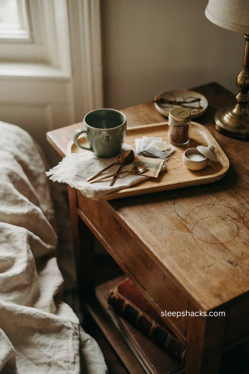 Guest room coffee and tea station with cozy morning essentials 