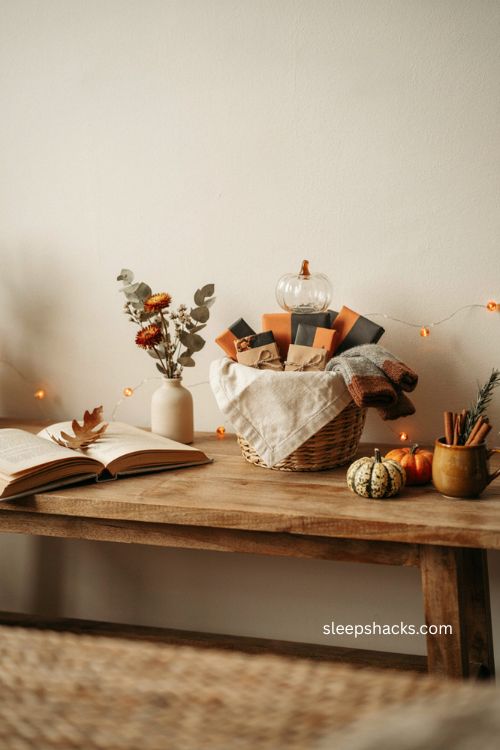 Halloween boo basket ideas with mini pumpkins dried flowers and seasonal decor 