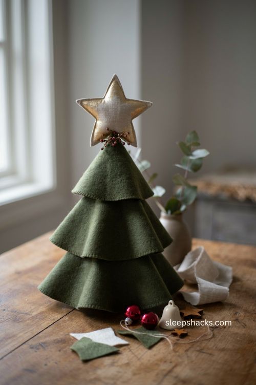 Handmade star topper fabric christmas tree diy felt holiday decor