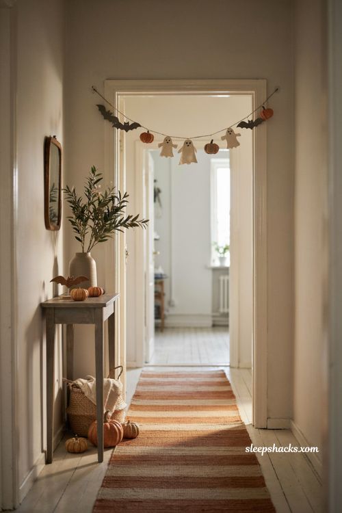 Hanging garlands over doorways Halloween decorations for apartments 