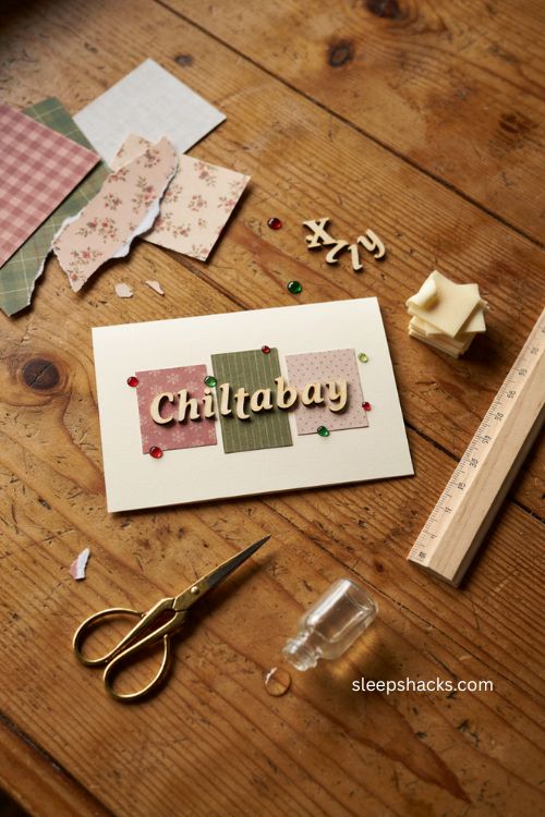 HoHoHo letter panel Christmas card with patterned paper wooden letters foam pads and sparkling gems 