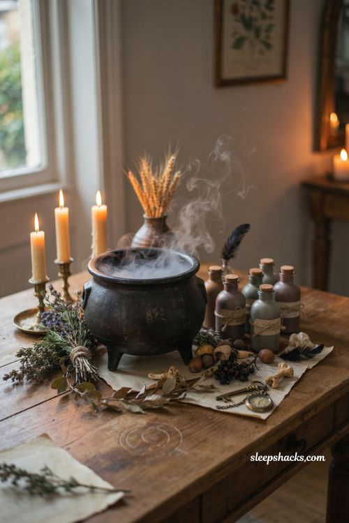 Hocus Pocus Halloween Decor bubbling cauldron tabletop ideas
