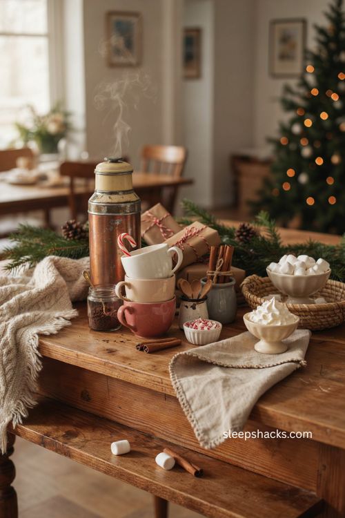 Hot cocoa bar Christmas party ideas kids holiday gathering