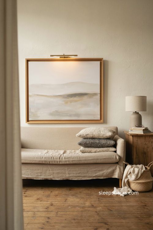 Large statement picture above sofa living room wall decor ideas 