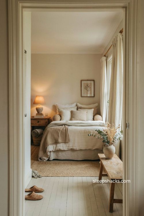 Layered guest room bedding with cozy linen sheets textured quilts extra pillows and soft throws 