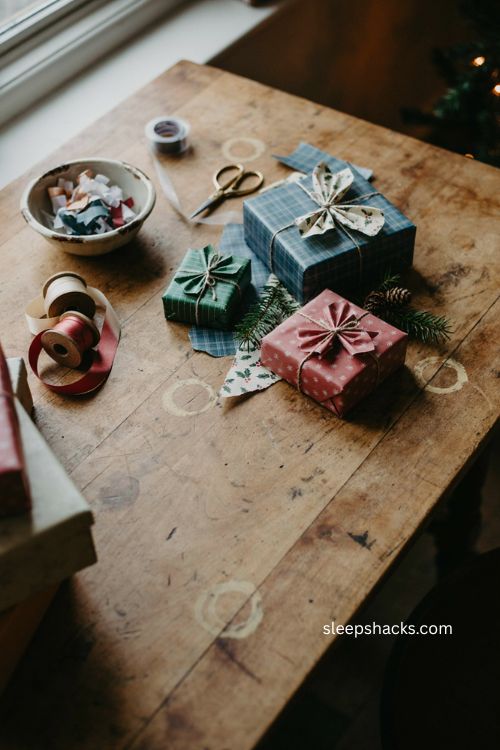 Leftover wrapping paper bow ideas with handmade Christmas gift wrap and paper scraps 