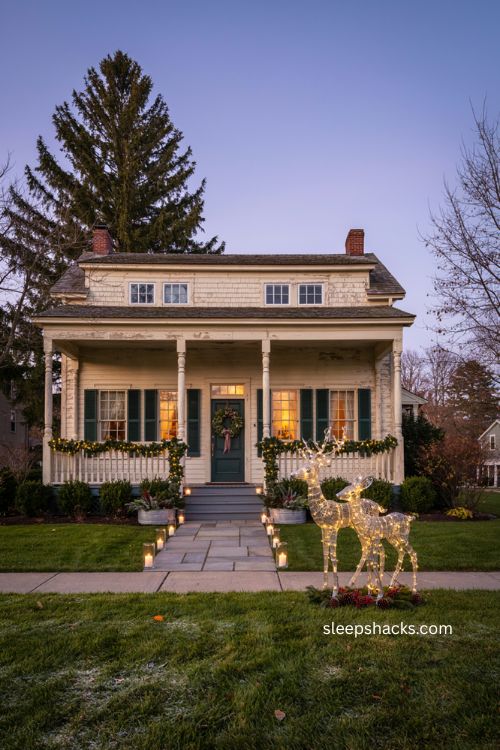 Light up Christmas deer with warm white lights and classic festive front yard decor 