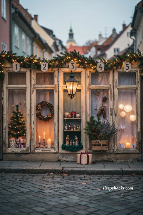 Living advent calendar Christmas festival ideas with cozy decorated windows