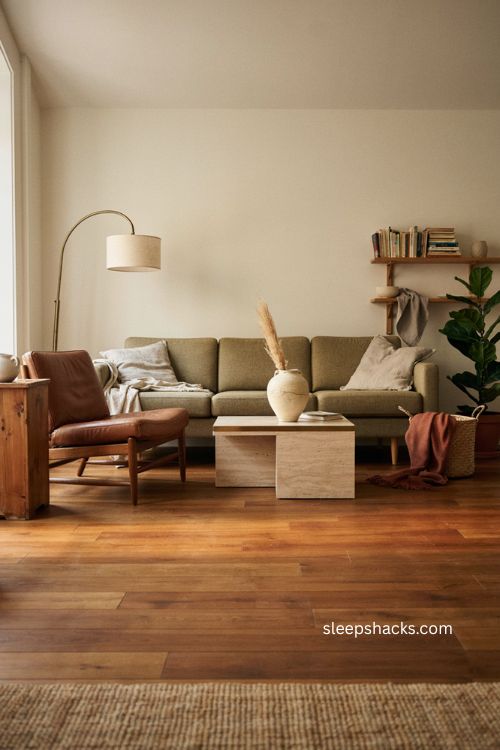 Modern living room mixing vintage midcentury and contemporary furniture 