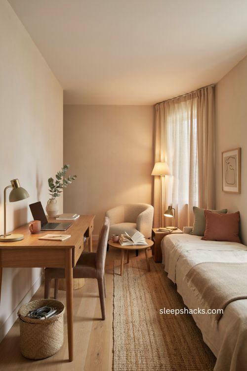 Multipurpose home office with desk daybed and cozy guest room design 