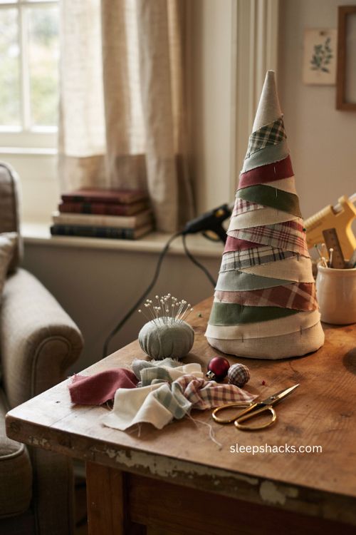 No sew fabric christmas tree diy with simple pinning