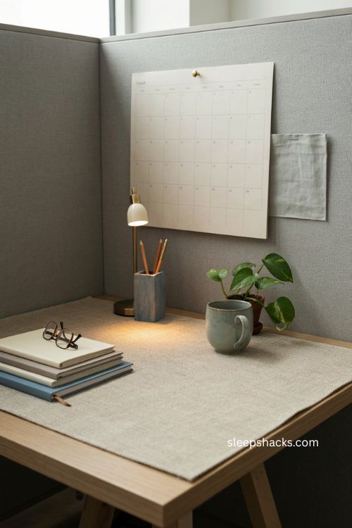 Old-school wall calendar for cozy cubicle desk decor and office workspace 