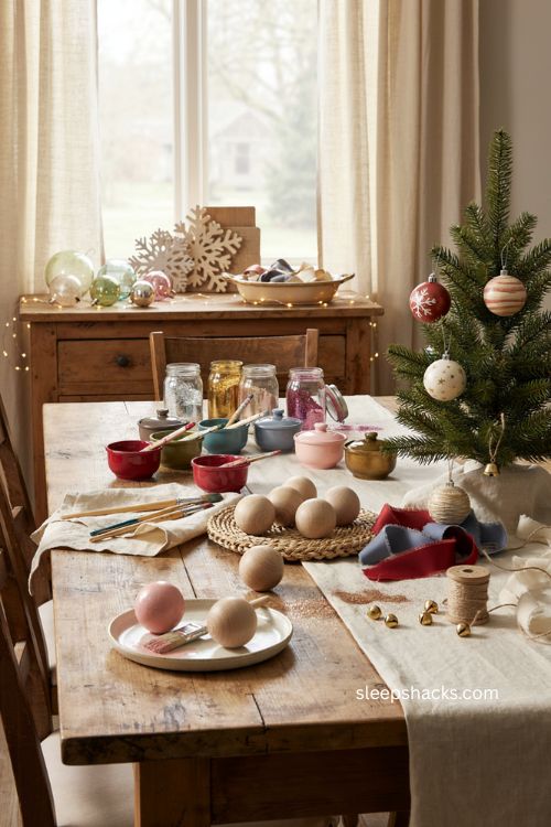 Ornament decorating station Christmas party ideas kids holiday craft