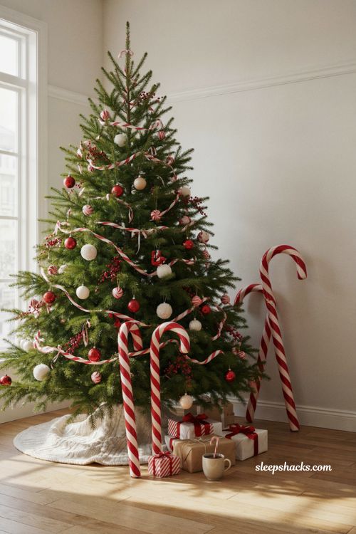 Oversized candy cane props for Christmas tree decorations