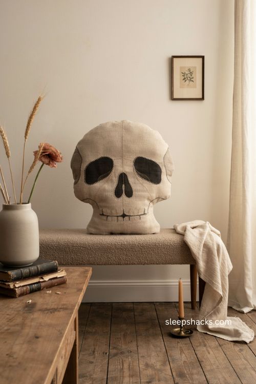 Oversized skull shaped novelty pillow for stylish Halloween decor